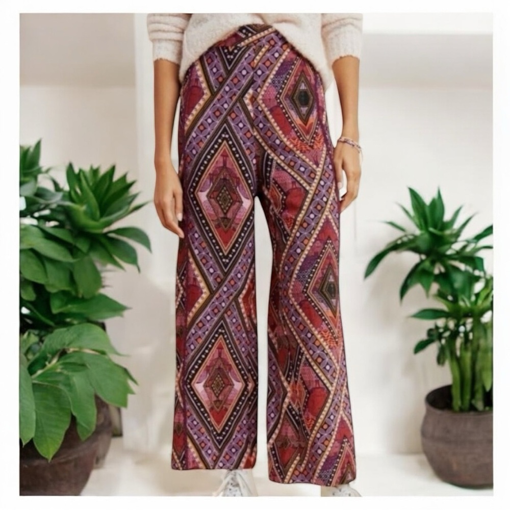ANTHROPOLOGIE Layla Whimsical Bohemian Wide-Leg Pants High‎ Rise Women Size 4 - Picture 10 of 10